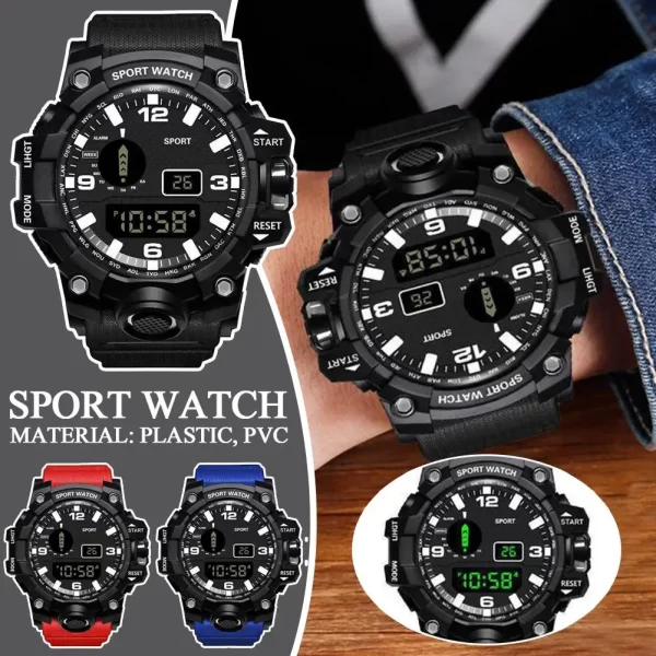 Men's LED Digital Sports Watch – Fashionable, Multifunctional, and Waterproof - Image 4