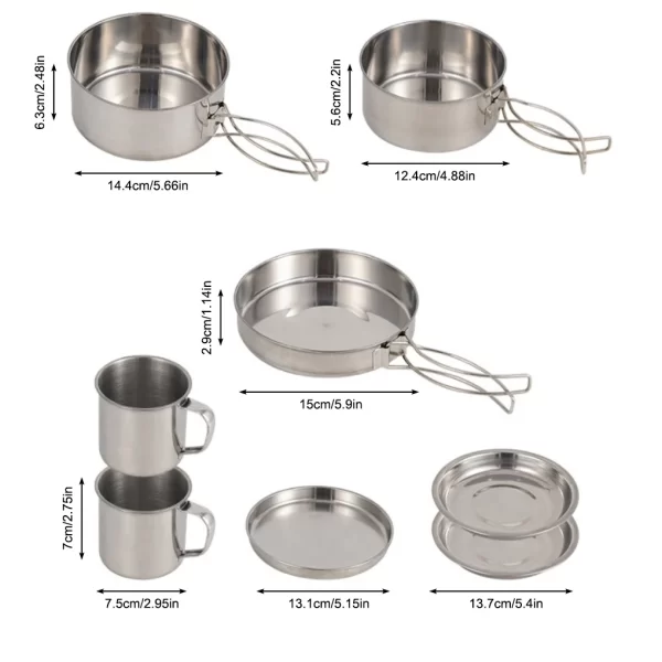 Portable 8-Piece Stainless Steel Outdoor Cookware Set - Image 6