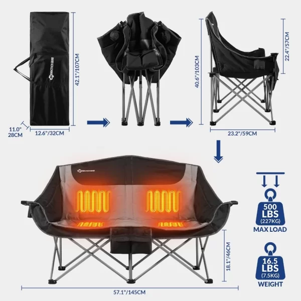 ANTARCTICA GEAR Double Heated Camping Chair - Image 3