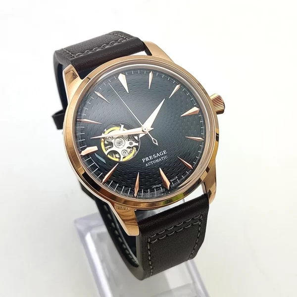 Men's Leather Waterproof Automatic Watch – Rose Gold Stainless Steel Case - Image 3