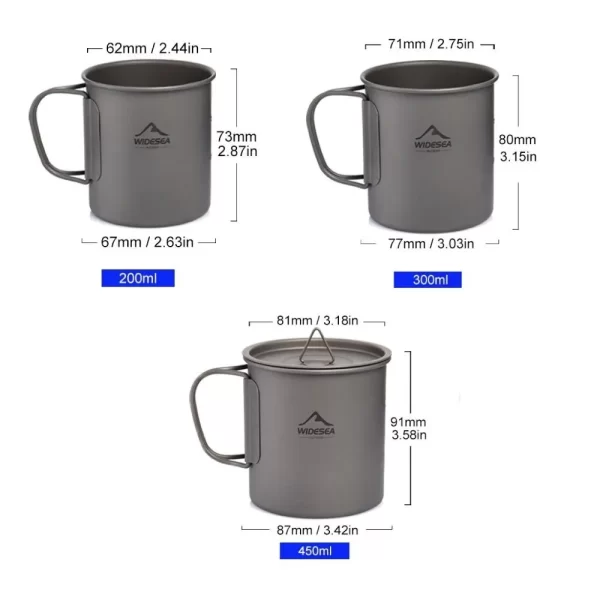 Widesea Foldable Titanium Camping Cup with Lid - Image 4