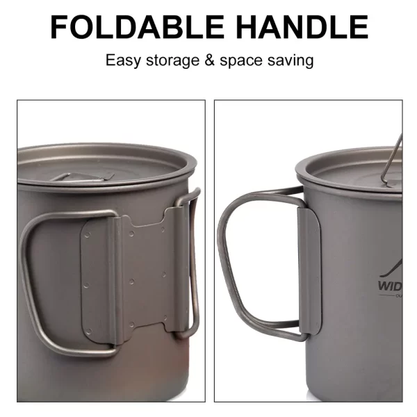 Widesea Foldable Titanium Camping Cup with Lid - Image 2