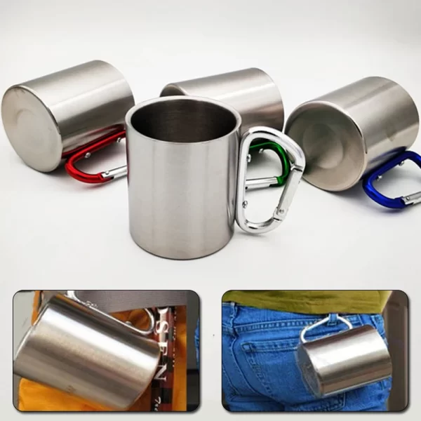 Stainless Steel Carabiner Camping Mug - Image 3