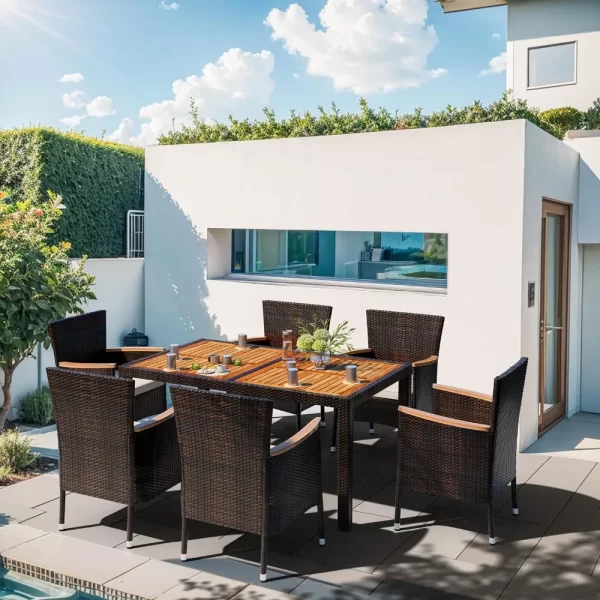 7-Piece Modern Patio Dining Set with Cushions - Image 2