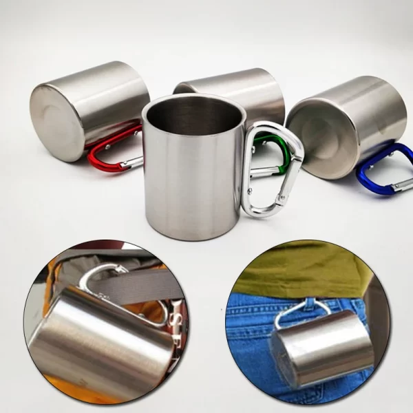 Stainless Steel Carabiner Camping Mug - Image 5