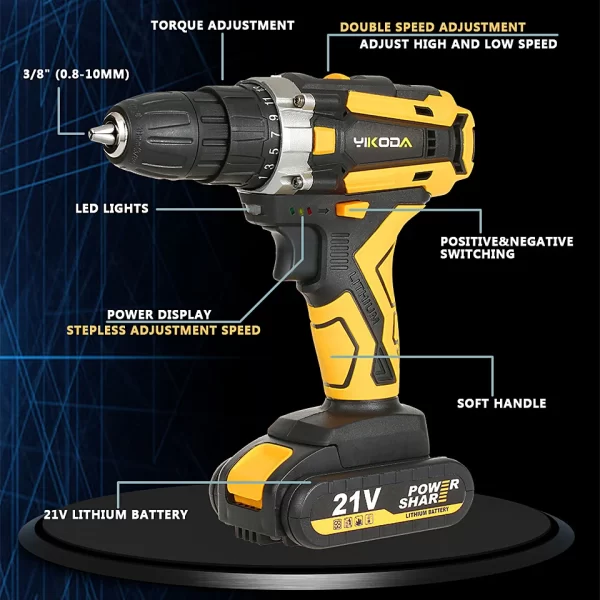 YIKODA Cordless Drill & Electric Screwdriver - Image 4