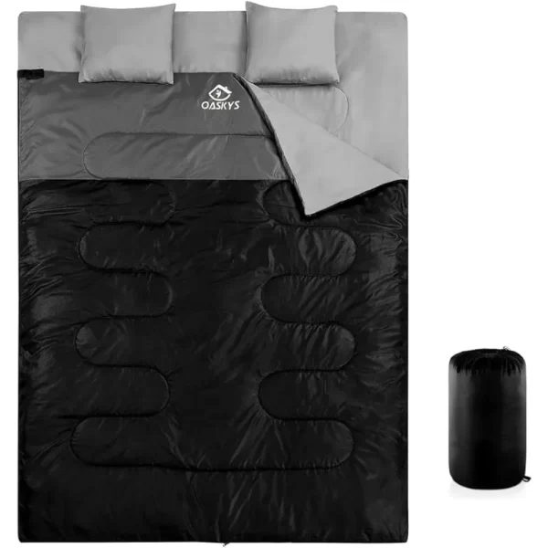 Double Sleeping Bag for 2 Adults - All Seasons, Lightweight & Waterproof