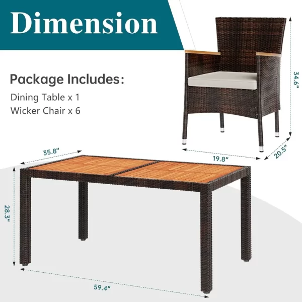 7-Piece Modern Patio Dining Set with Cushions - Image 3