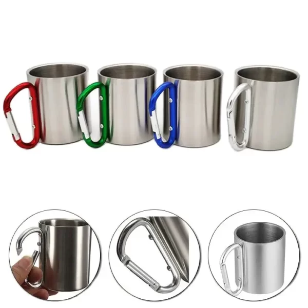 Stainless Steel Carabiner Camping Mug - Image 2