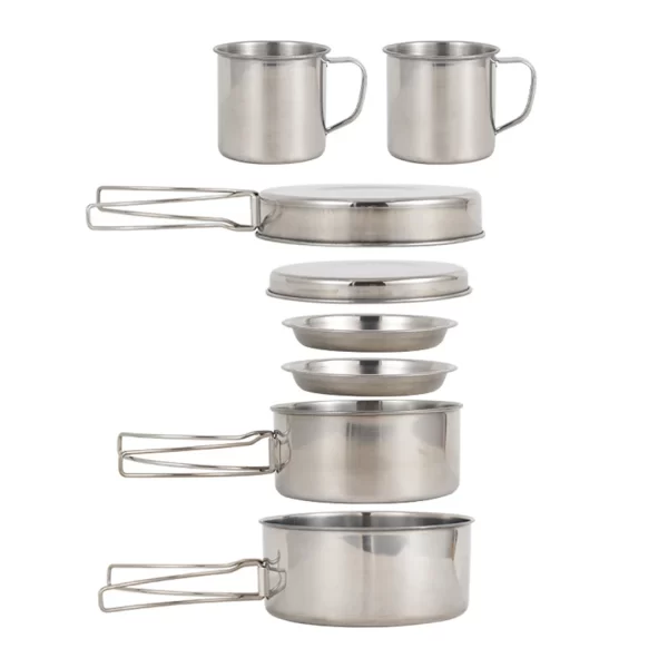 Portable 8-Piece Stainless Steel Outdoor Cookware Set