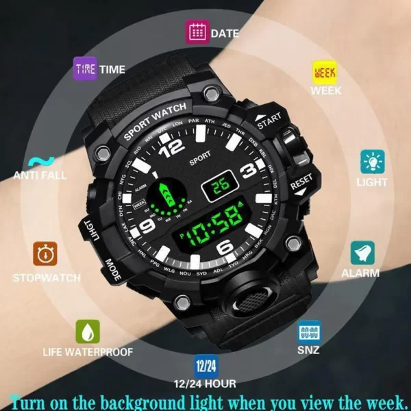 Men's LED Digital Sports Watch – Fashionable, Multifunctional, and Waterproof - Image 7