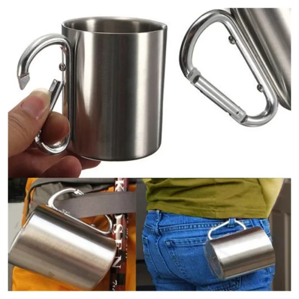 Stainless Steel Carabiner Camping Mug - Image 4