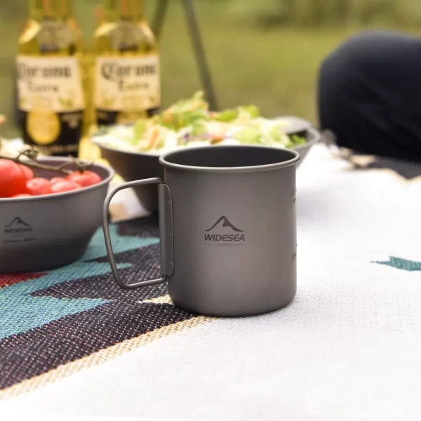 Widesea Foldable Titanium Camping Cup with Lid - Image 3