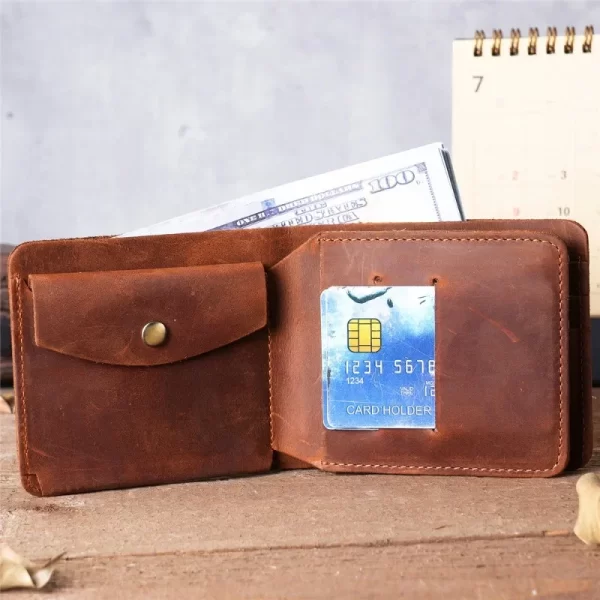 Vintage Cowhide Wallet – Compact Style with Maximum Functionality - Image 5