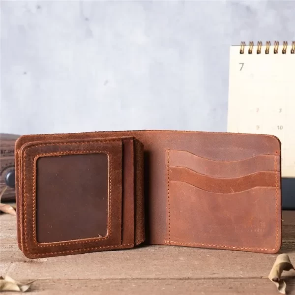 Vintage Cowhide Wallet – Compact Style with Maximum Functionality - Image 4